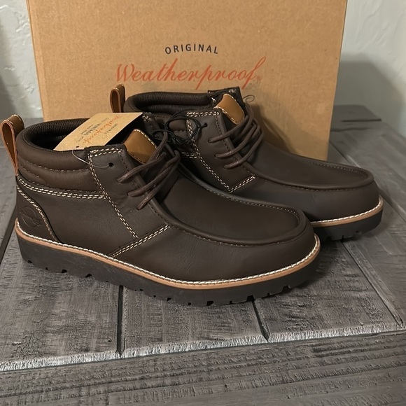 WEATHERPROOF VINTAGE Mens Brown Pull Tab Padded Chester Platform Chukka Boots 8M - Picture 7 of 8